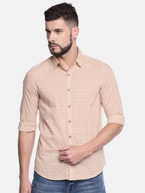 

Lee Men Beige Super Slim Fit Printed Casual Shirt