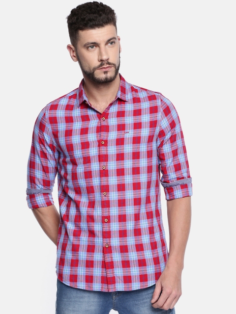 

Lee Men Red & Blue Slim Fit Checked Casual Shirt