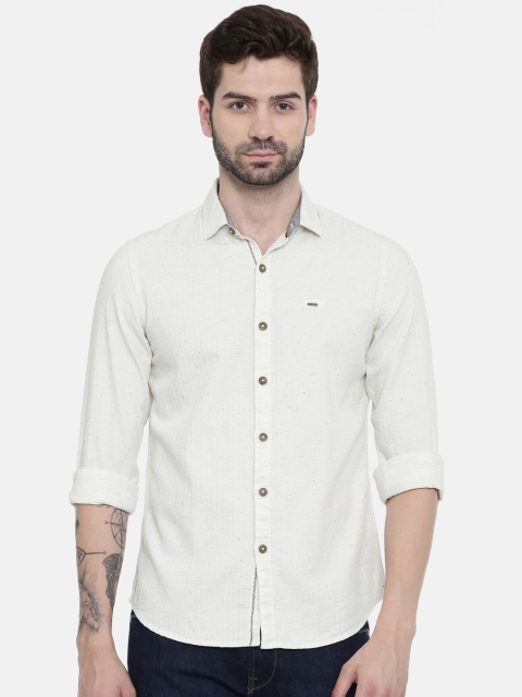 

Lee Men Off-White Slim Fit Self Design Casual Shirt