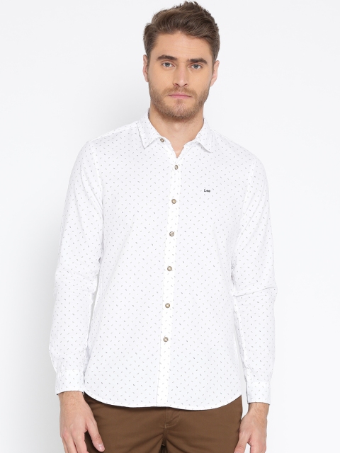 

Lee Men White Slim Fit Printed Casual Shirt