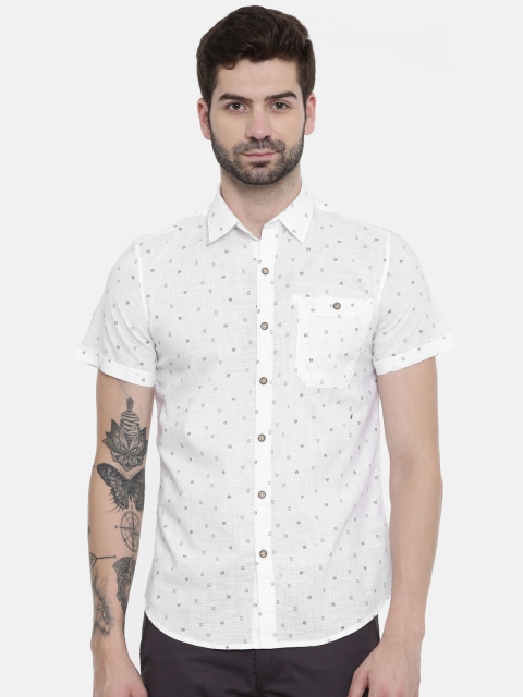 

Lee Men White & Black Slim Fit Printed Casual Shirt
