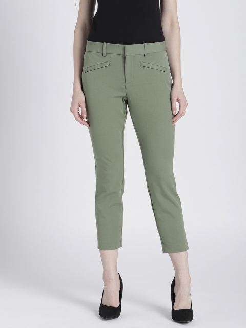 

GAP Women Olive Green Solid Skinny Ankle Pants