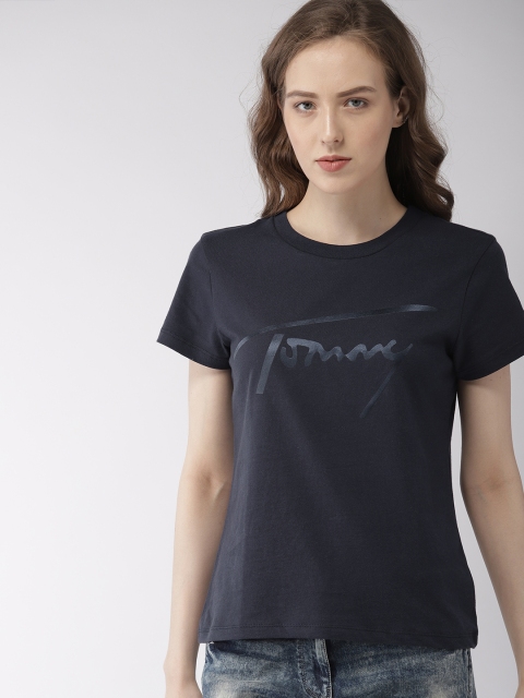 

Tommy Hilfiger Women Navy Blue Printed Round Neck T-shirt