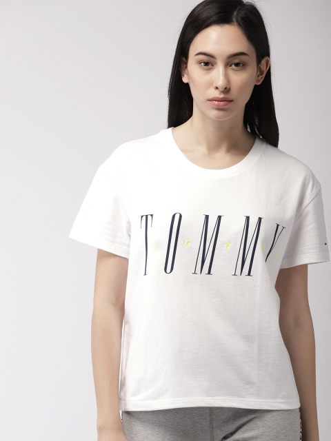 

Tommy Hilfiger Women White Printed Round Neck T-shirt