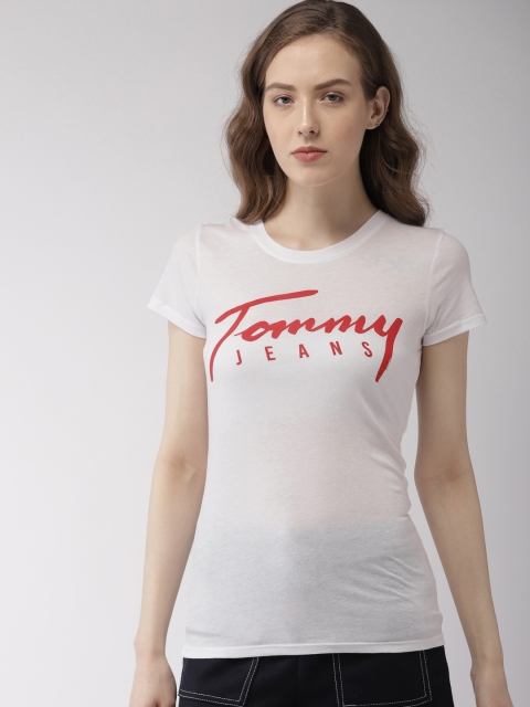 

Tommy Hilfiger Women White Printed Round Neck T-shirt