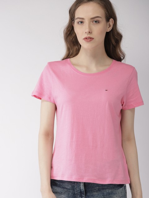 

Tommy Hilfiger Women Pink Solid Round Neck T-shirt