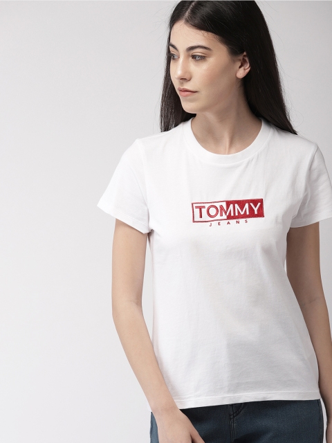 

Tommy Hilfiger Women White Embroidered Round Neck T-shirt