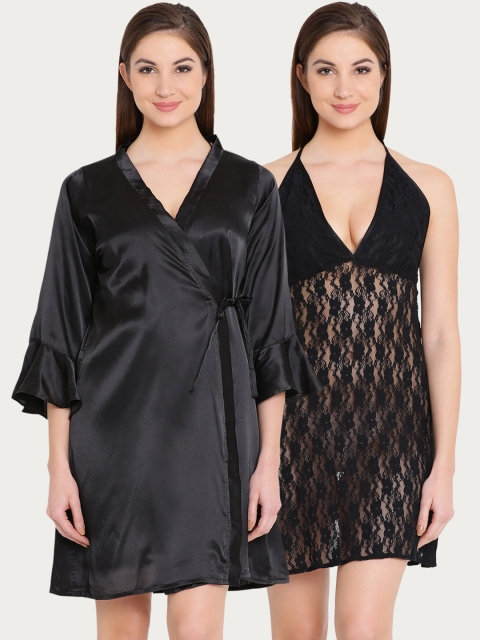 

Clovia Black Solid Nightdress
