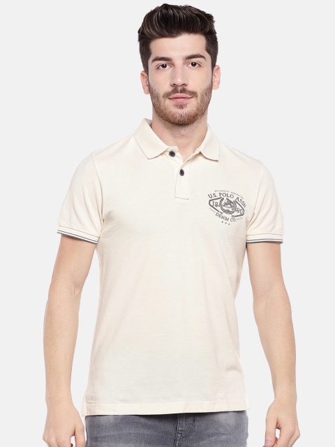 

U.S. Polo Assn. Denim Co. Men Off-White Printed Polo Collar T-shirt