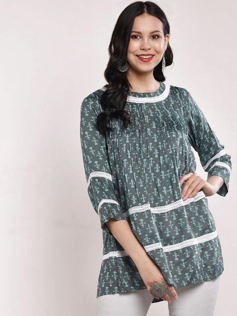 

Sangria Women Grey Printed A-Line Top