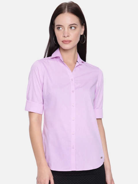 

Park Avenue Woman Women Purple Regular Fit Solid Smart Casual Shirt