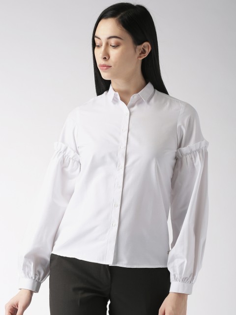 

Park Avenue Women White Regular Fit Solid Formal Shirt