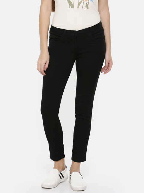 

Park Avenue Woman Women Black Slim Fit Mid-Rise Clean Look Stretchable Cropped Jeans