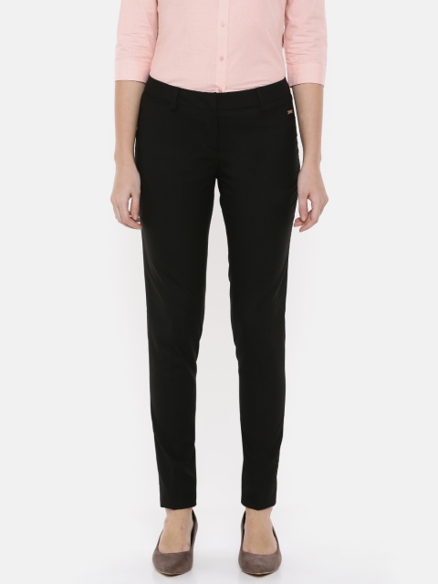 

Park Avenue Woman Black Slim Fit Solid Regular Trousers