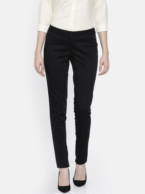 

Park Avenue Woman Women Black Slim Fit Solid Trousers
