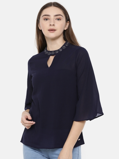 

Park Avenue Woman Women Navy Blue Solid Top