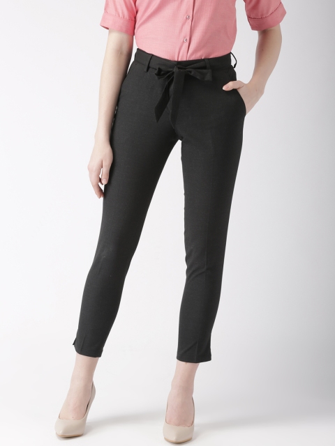 

Park Avenue Women Black Tapered Fit Solid Cropped Formal Trousers