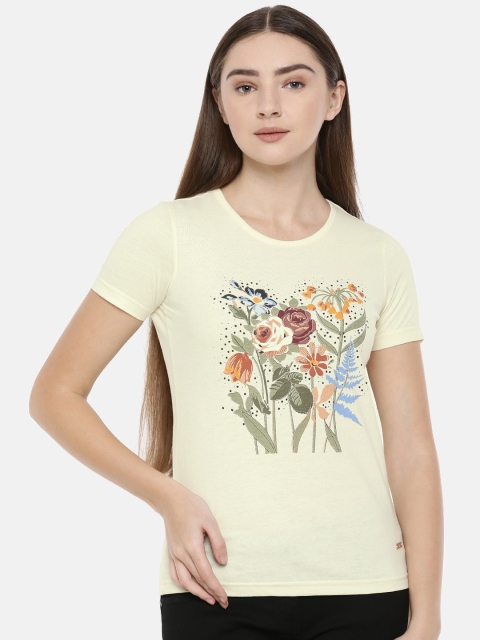 

Park Avenue Woman Cream-Coloured Printed Round Neck T-shirt