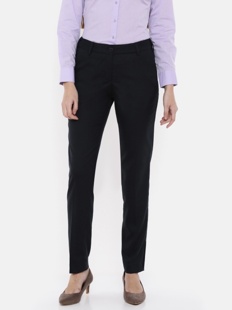 

Park Avenue Woman Women Navy Blue Regular Fit Solid Regular Trousers