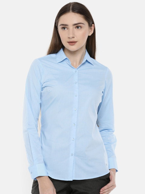 

Park Avenue Woman Women Blue Regular Fit Solid Formal Shirt