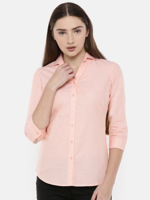 

Park Avenue Woman Peach-Coloured Regular Fit Solid Casual Shirt