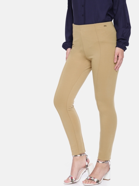 

Park Avenue Woman Khaki Brown Solid Treggings