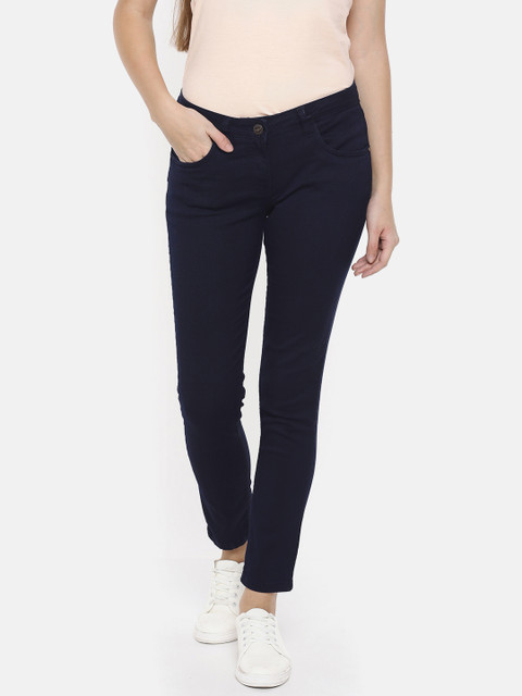 

Park Avenue Woman Blue Slim Fit Mid-Rise Clean Look Stretchable Cropped Jeans