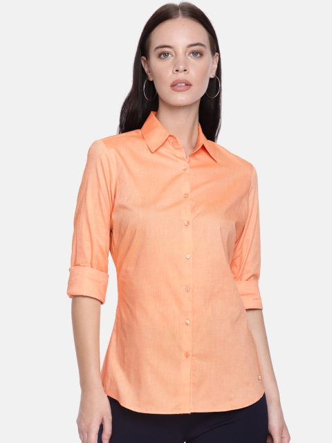 

Park Avenue Woman Women Orange Regular Fit Solid Smart Casual Shirt