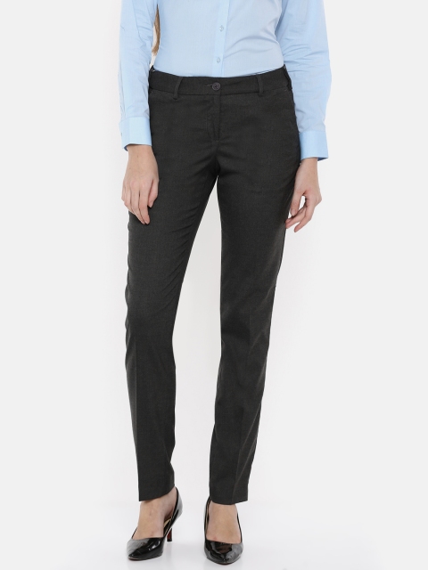 

Park Avenue Woman Women Charcoal Tapered Fit Solid Formal Trousers