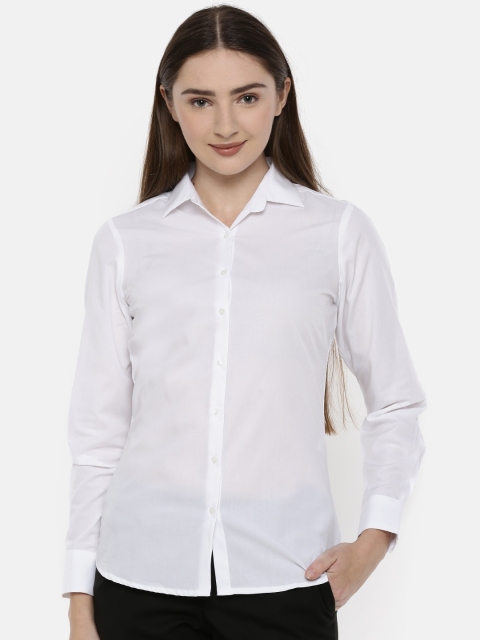 

Park Avenue Women White Regular Fit Solid Formal Shirt