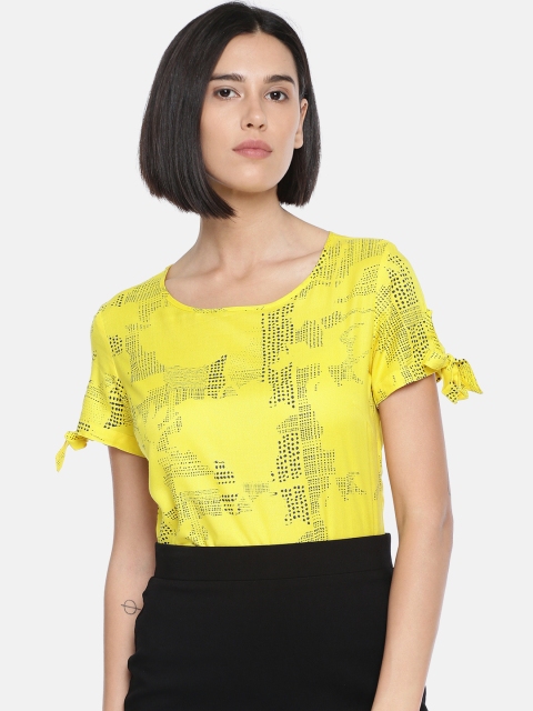 

Park Avenue Women Yellow & Navy Blue Printed Top