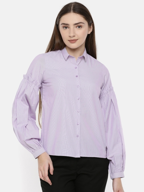 

Park Avenue Women Purple Regular Fit Striped Formal Shirt