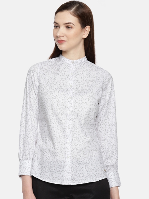 

Park Avenue Women White Regular Fit Printed Formal Shirt