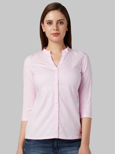 

Park Avenue Women Pink Solid Shirt Style Pure Cotton Top