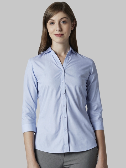 

Park Avenue Women Blue Regular Fit Solid Formal Shirt