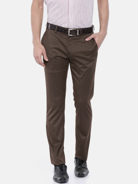 

V Dot Men Brown Skinny Fit Solid Formal Trousers