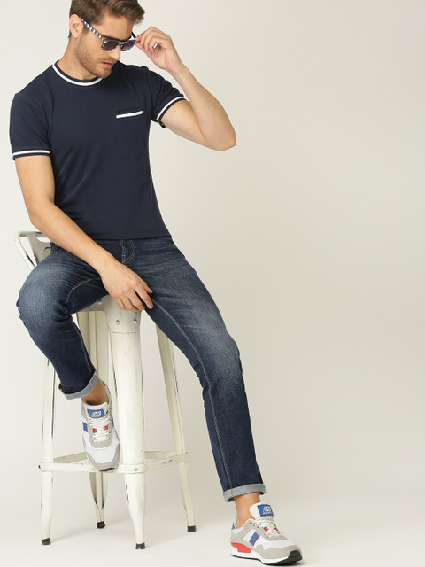 

United Colors of Benetton Men Navy Blue Skinny Fit Mid-Rise Clean Look Stretchable Jeans