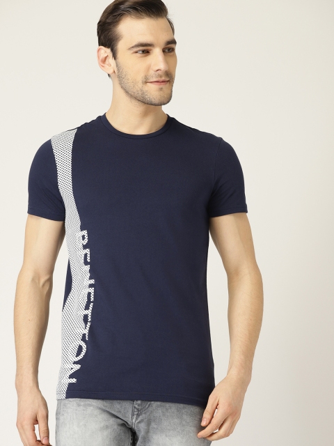 

United Colors of Benetton Men Navy Blue Printed Detail Round Neck T-shirt