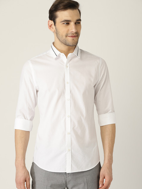 

United Colors of Benetton Men White Regular Fit Solid Casual Shirt
