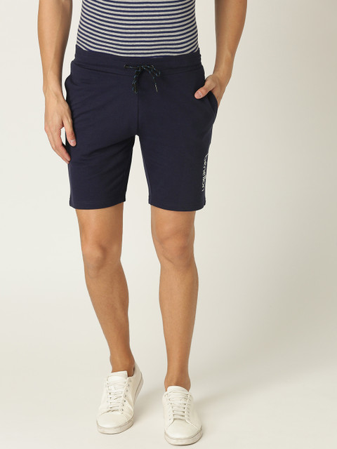 

United Colors of Benetton Men Navy Blue Solid Slim Fit Regular Shorts
