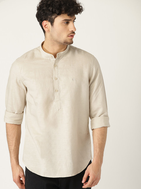 

United Colors of Benetton Men Beige Regular Fit Solid Casual Shirt
