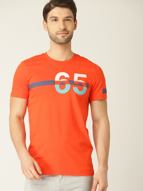 

United Colors of Benetton Men Orange Solid Round Neck T-shirt