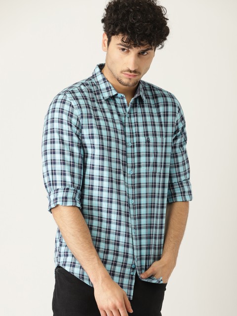 

United Colors of Benetton Men Blue Regular Fit Checked Casual Shirt