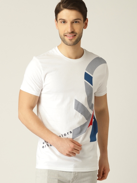 

United Colors of Benetton Men White Printed Round Neck T-shirt