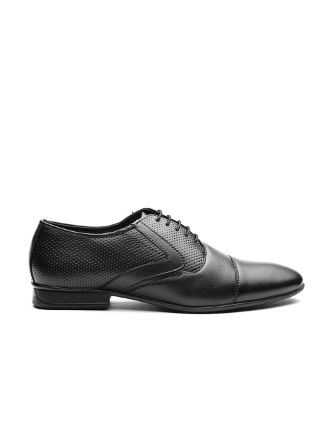 

Carlton London Men Black Perforated Leather Formal Oxfords