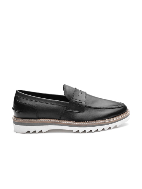 

Carlton London Men Black Leather Penny Loafers