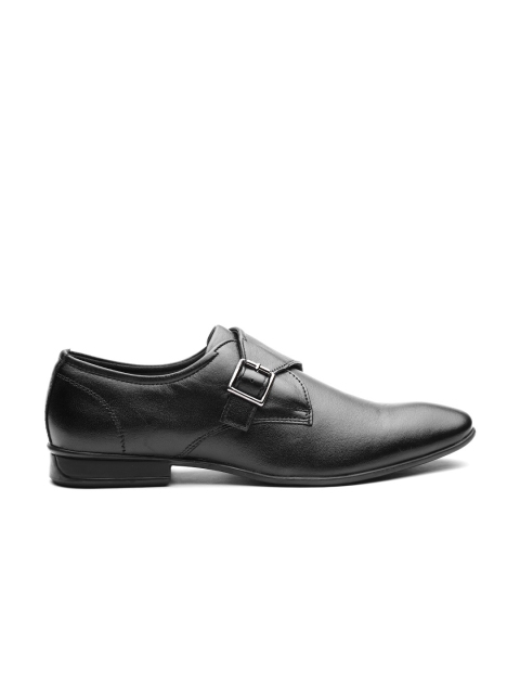 

Carlton London Men Black Leather Formal Monk Shoes