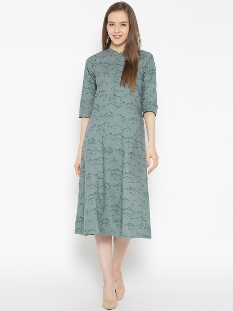 

Ayaany Women Grey Printed A-Line Dress