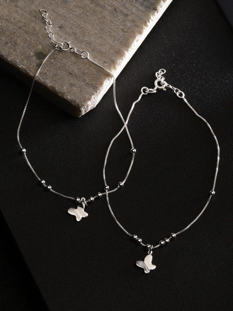 

Carlton London Women Set of 2 925 Sterling Silver Anklets