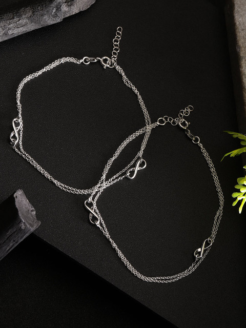 

Carlton London Women Set of 2 925 Sterling Silver Anklets